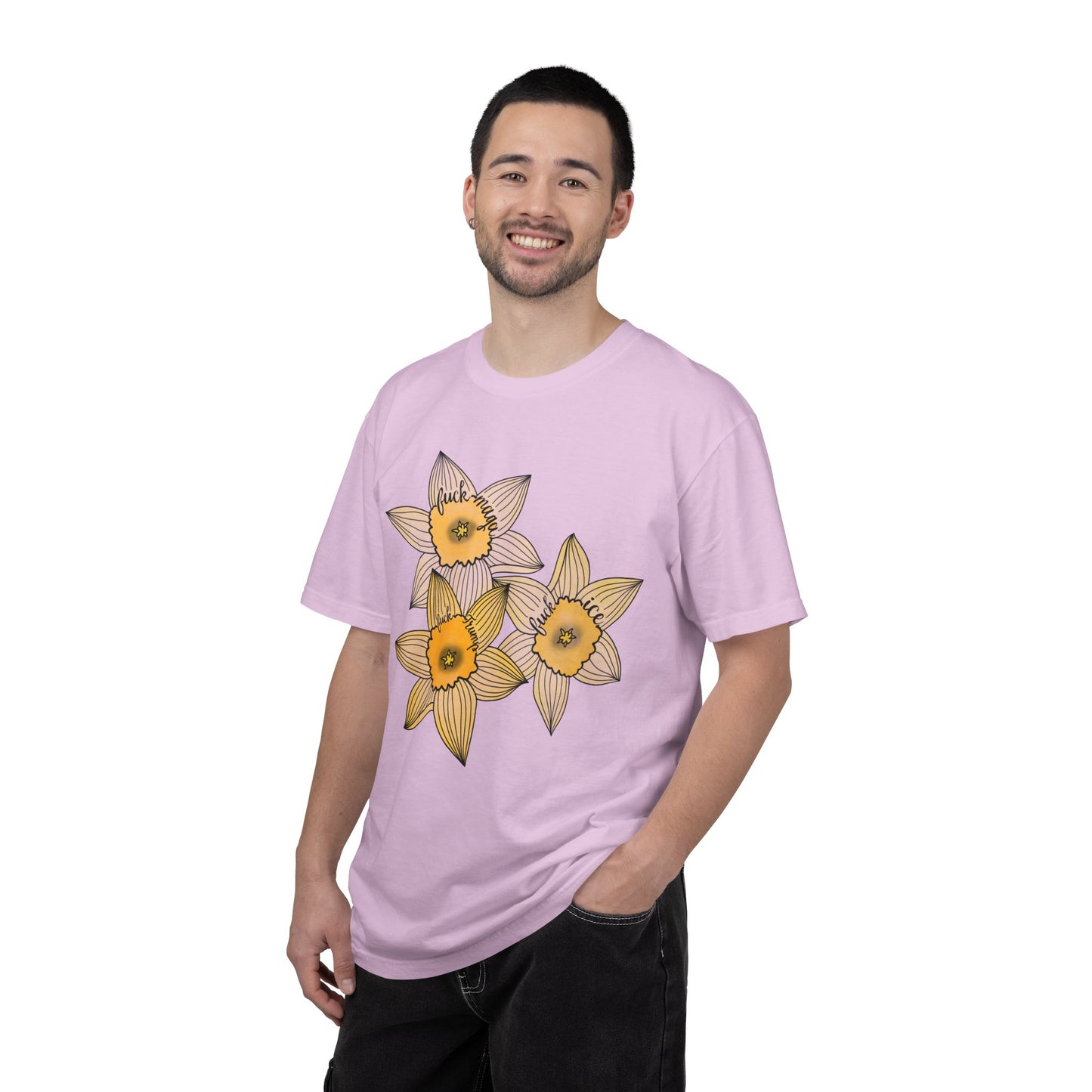Slightly Subtle Daffodil Trio T-shirt | Yellow Floral Spring Bloom Tee FDT