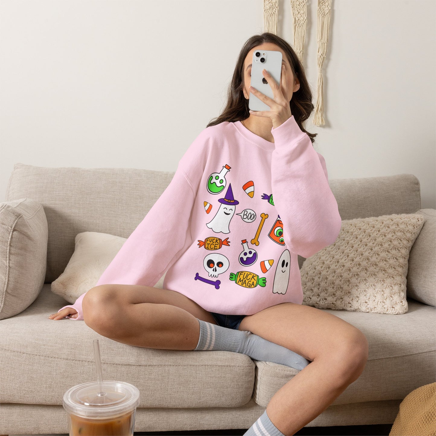 Halloween Candy Ghosts Crewneck Sweatshirt — Cute Spooky Graphic