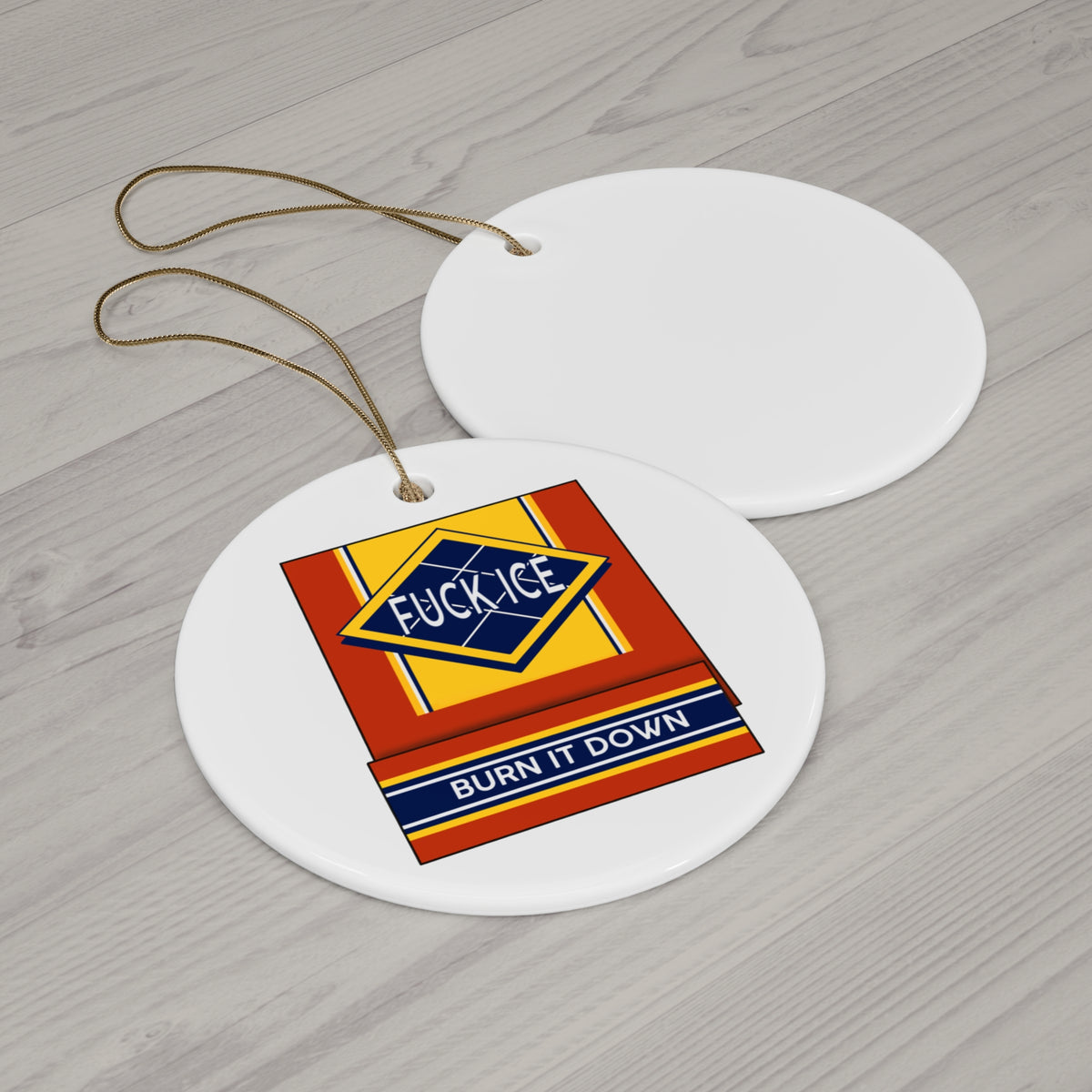 Fuck ICE Burn It Down Political Protest Christmas Ornament