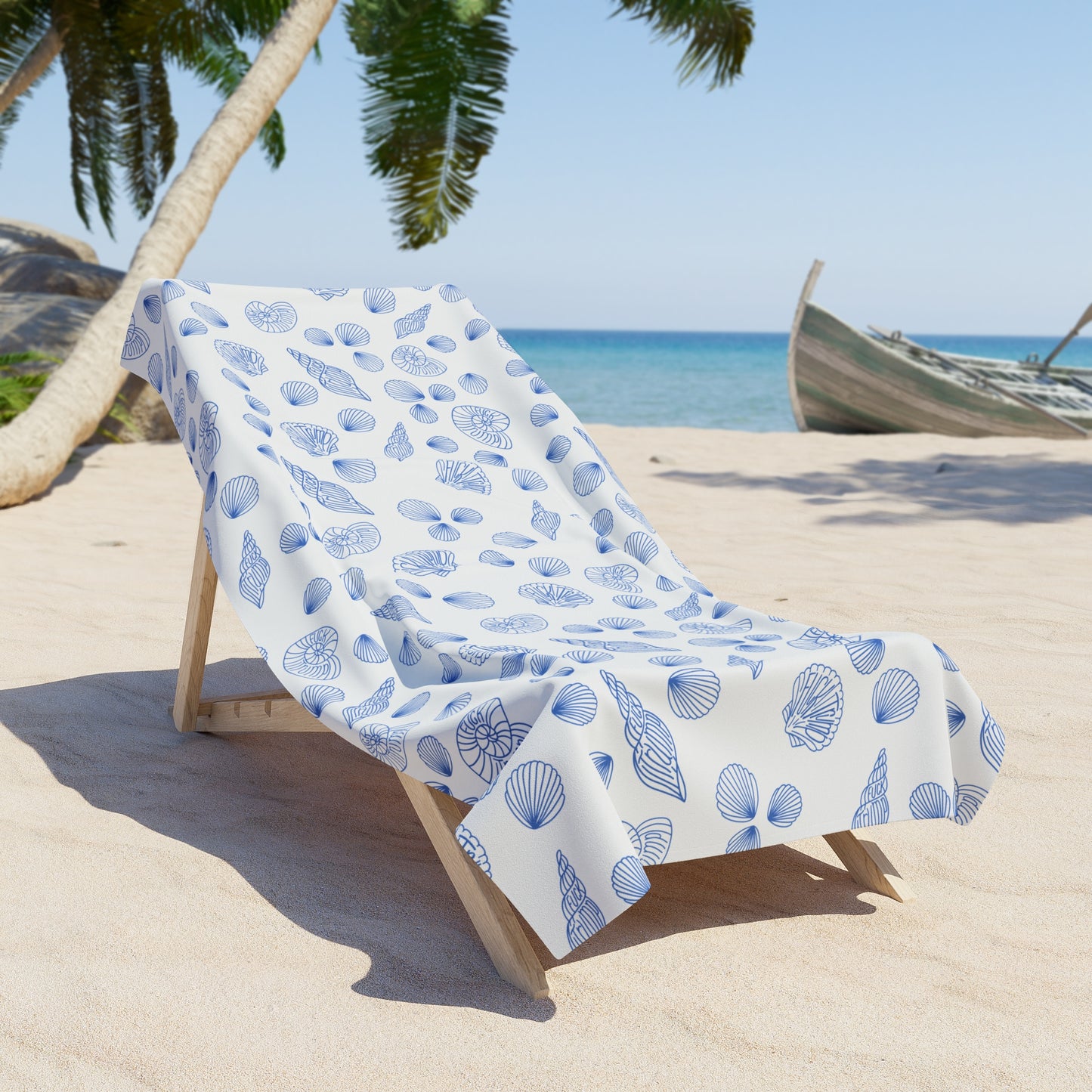 Slightly Subtle Coastal Shell Beach Towel White