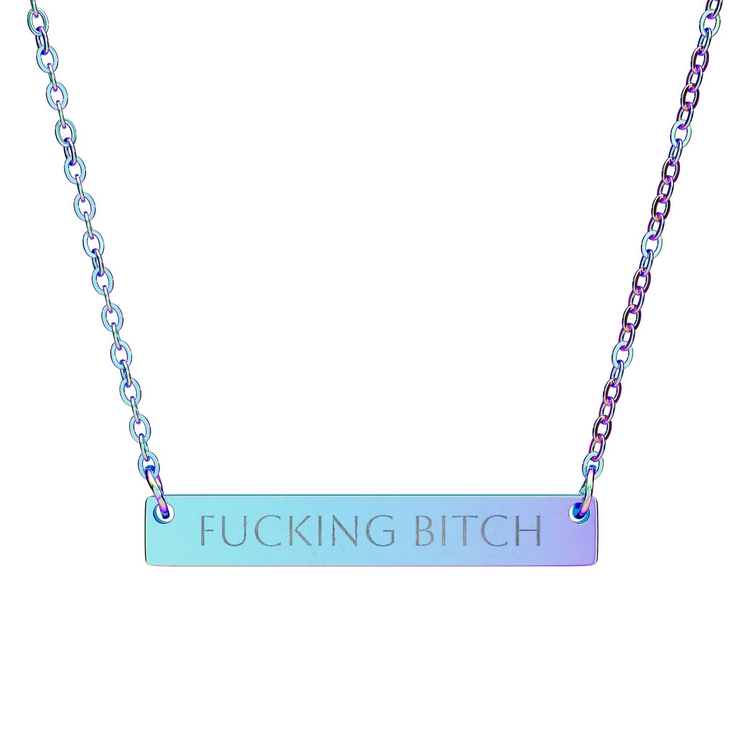 Fucking Bitch horizontal bar necklace | Engraved nameplate pendant