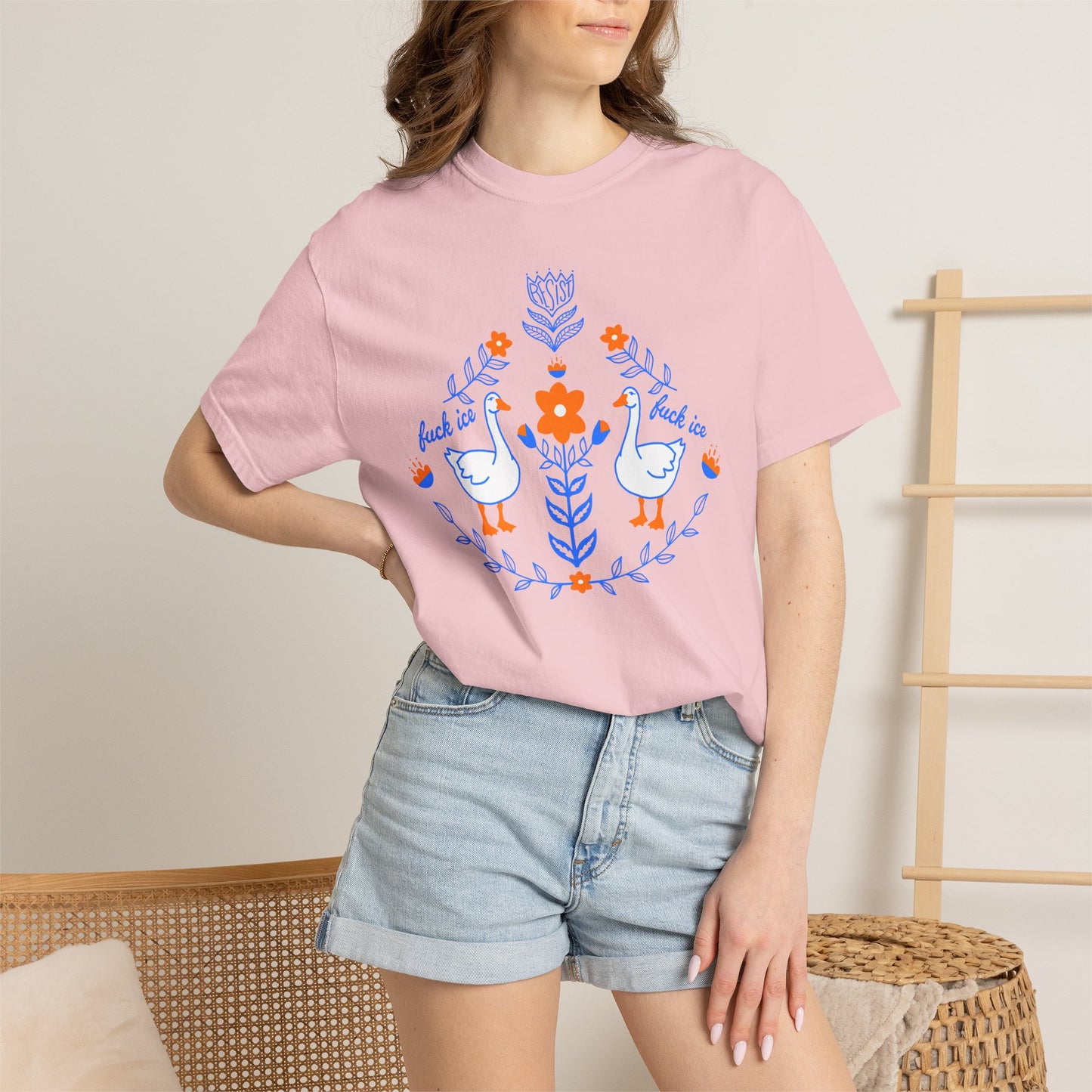 Folksy Silly Goose Tee — F Ice Resist Floral Graphic T-Shirt