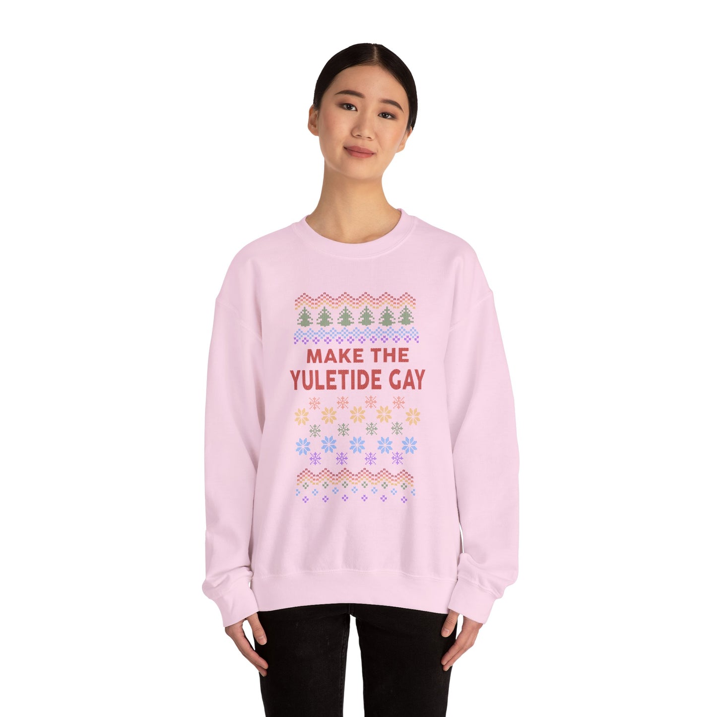 Make the Yuletide Gay Ugly Sweater Unisex Heavy Blend™ Crewneck Sweatshirt