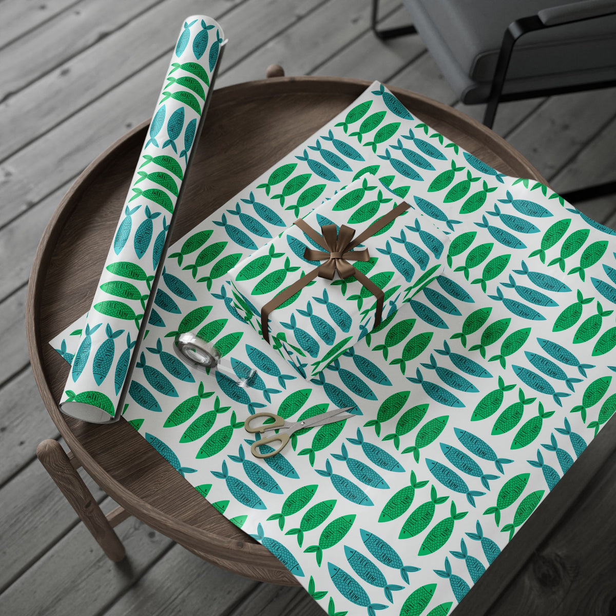 Slightly Subtle Sardine Wrapping Paper on White, Funny Fish Gift Wrap, Sea Creature Birthday Party Supplies, Unique Office Present