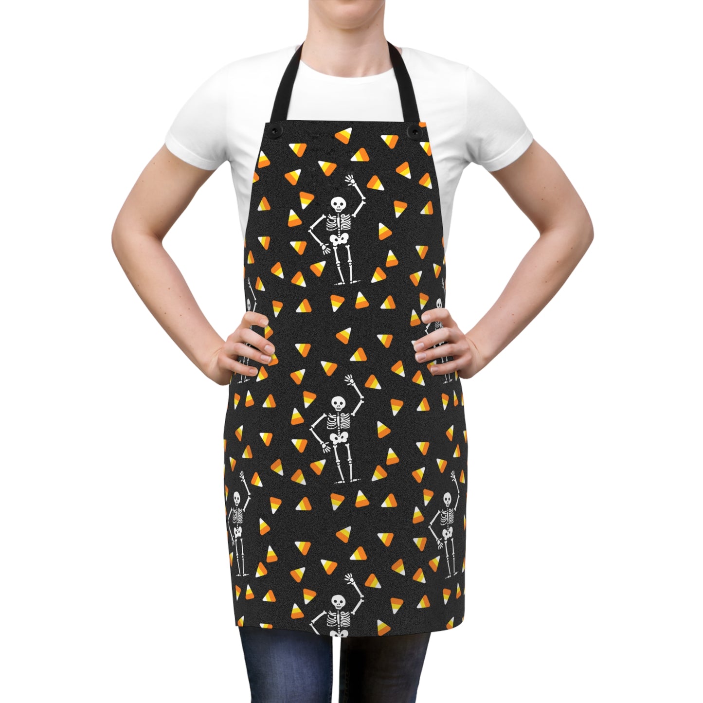 Slightly Spooky Halloween Skeleton Black Apron, Funny Cooking Gift, Baking Apron, Spooky Kitchen Decor, Gift Chefs Fall Autumn Candy Corn