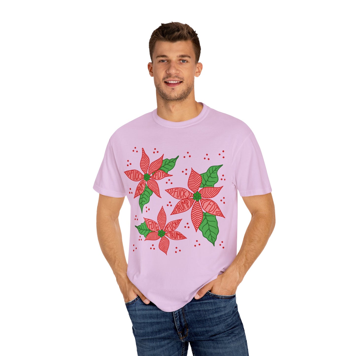 Slightly Subtle Poinsettia T-Shirt - Festive FDT Holiday Gift, Christmas Shirt, Unisex Tee, Floral Design, Casual Wear