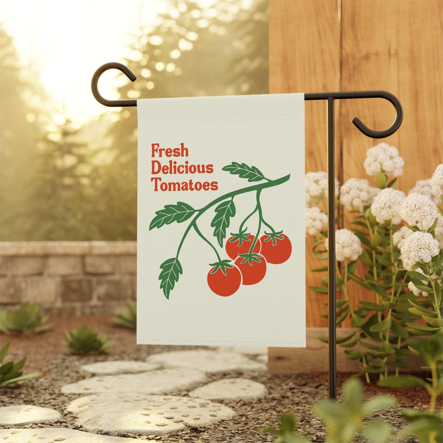 Fresh Delicious Tomatoes Garden Flag | House Banner, Tomato Illustration FDT
