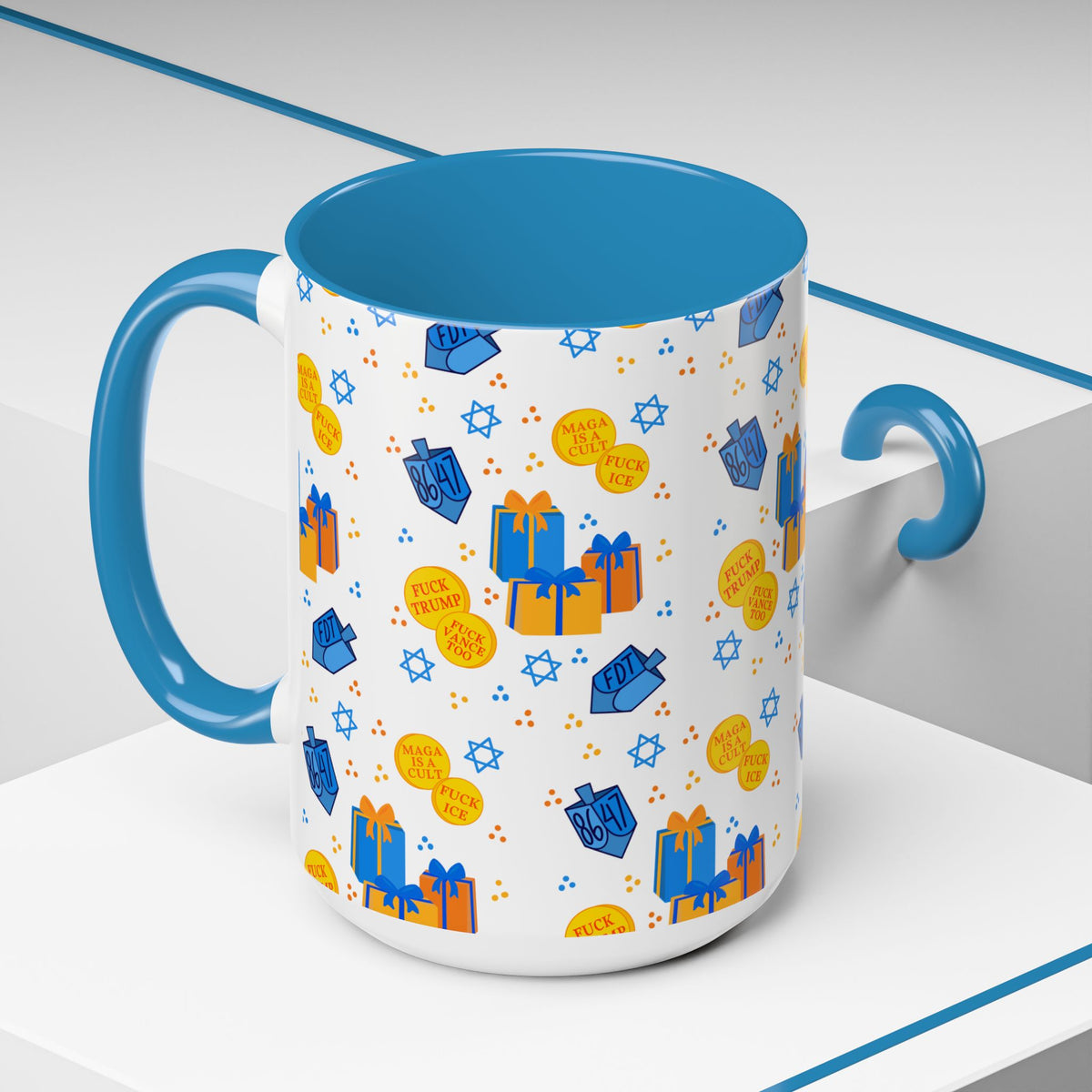 Hanukkah Gift Coffee Mug – Happy Hanukkah Dreidel Gelt Gifts FDT Mug