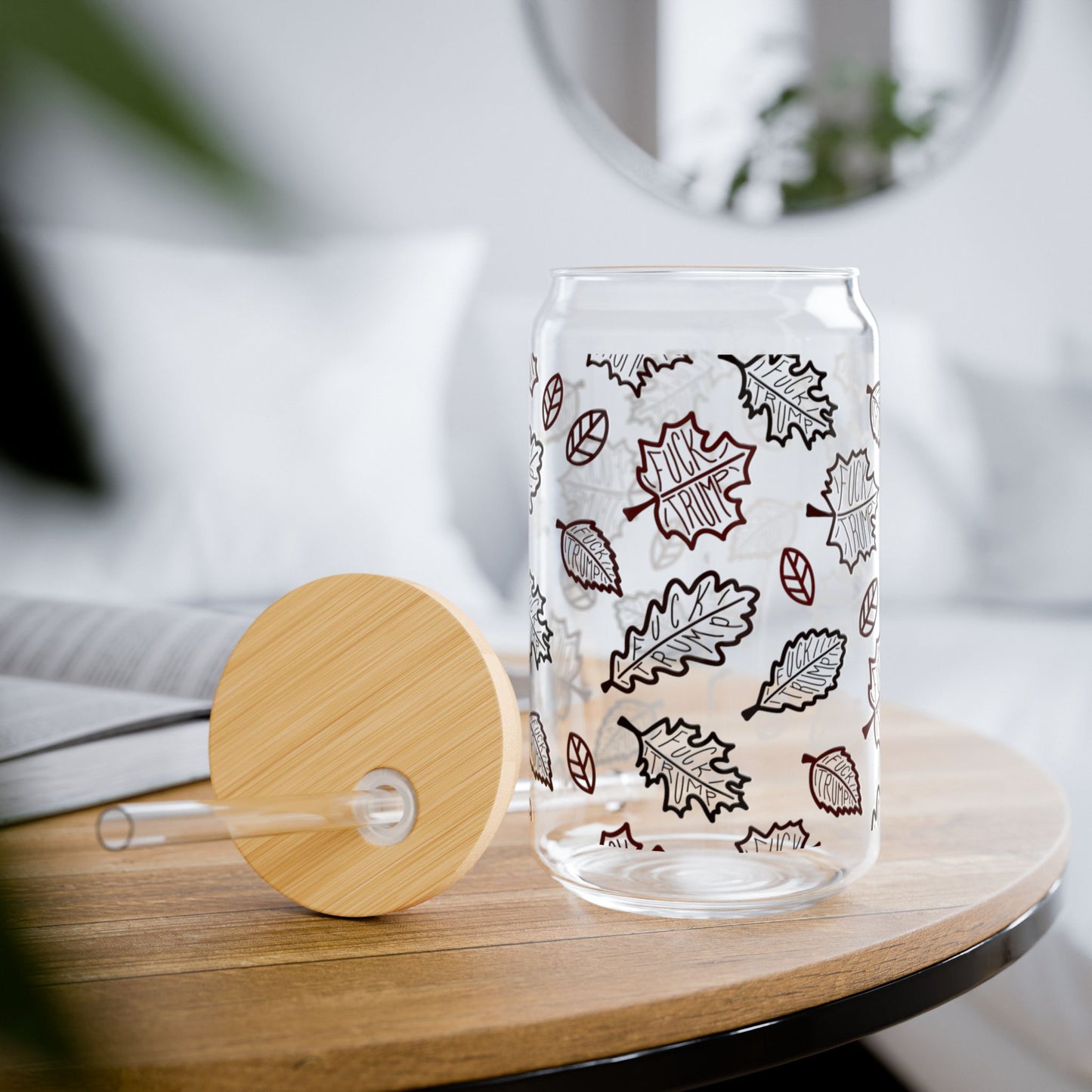 Slightly Subtle Autumn Leaf Pattern Sipper Glass
