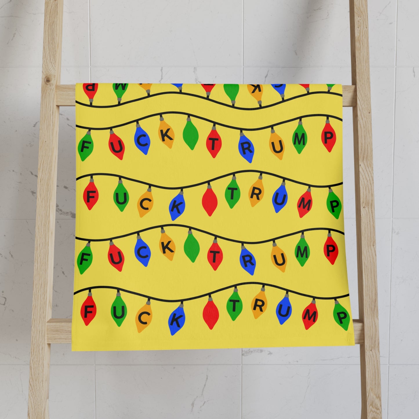 Slightly Subtle Christmas Lights Hand Towel Yellow