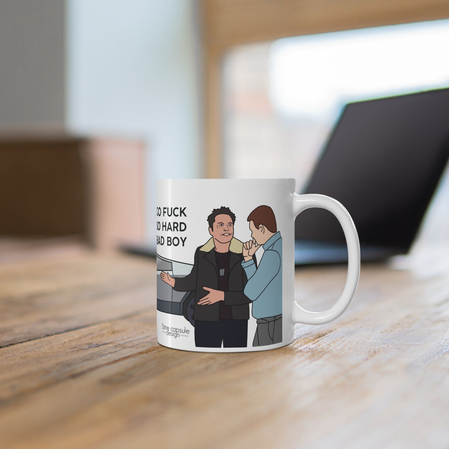 Elon Car Salesman Cybertruck Funny 11oz Mug, Humorous Coffee Cup, Gift for Auto Enthusiasts, Sarcastic Present for Friends, Unique Car Lover Merchandise