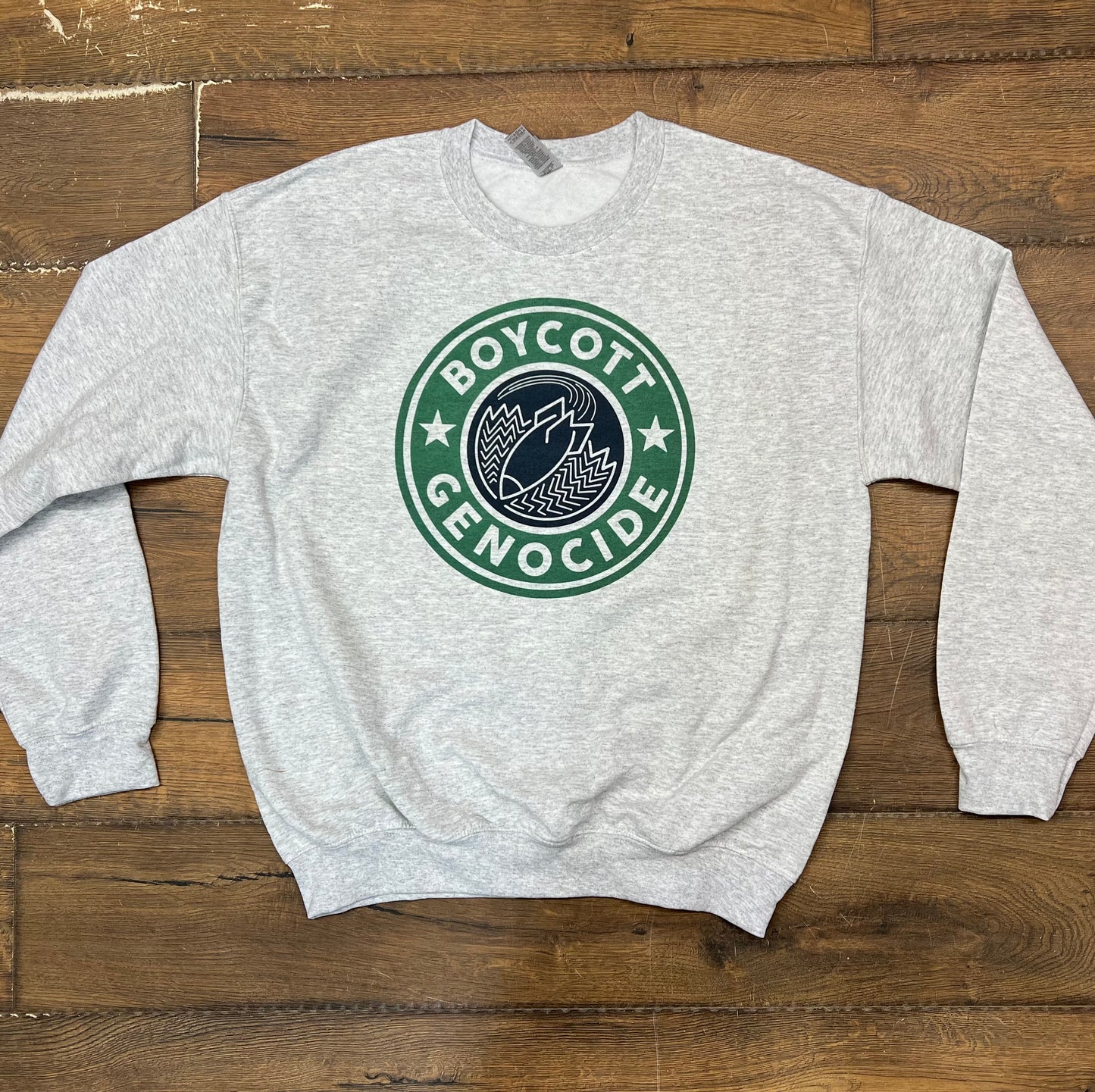 Boycott Genocide CREW Neck Sweatshirt - Funding Operation Olive Branch - Zarifa Family