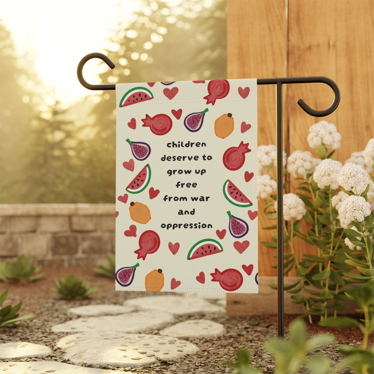 Garden Flag "Children Deserve to Grow Up Free from War and Oppression" Decorative Yard Banner