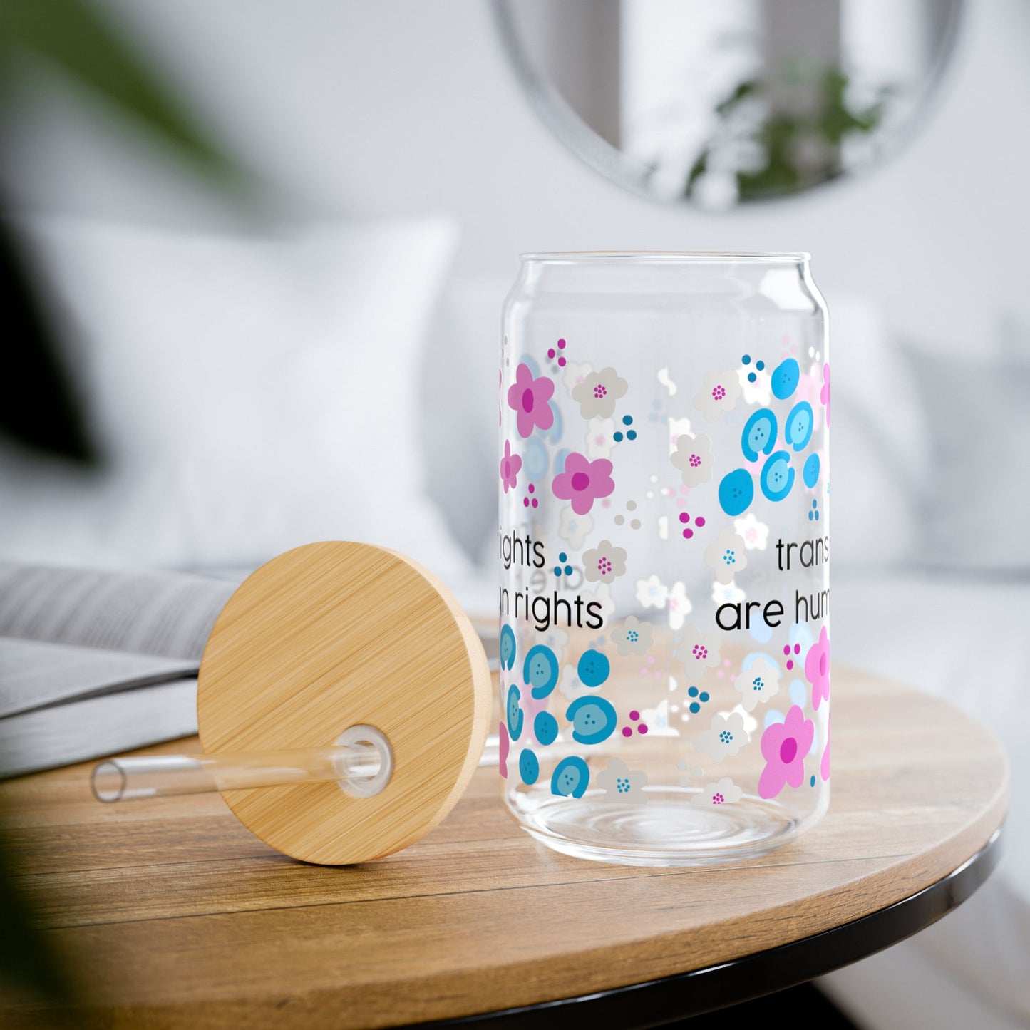 Trans Rights Are Human Rights Sipper Glass Can