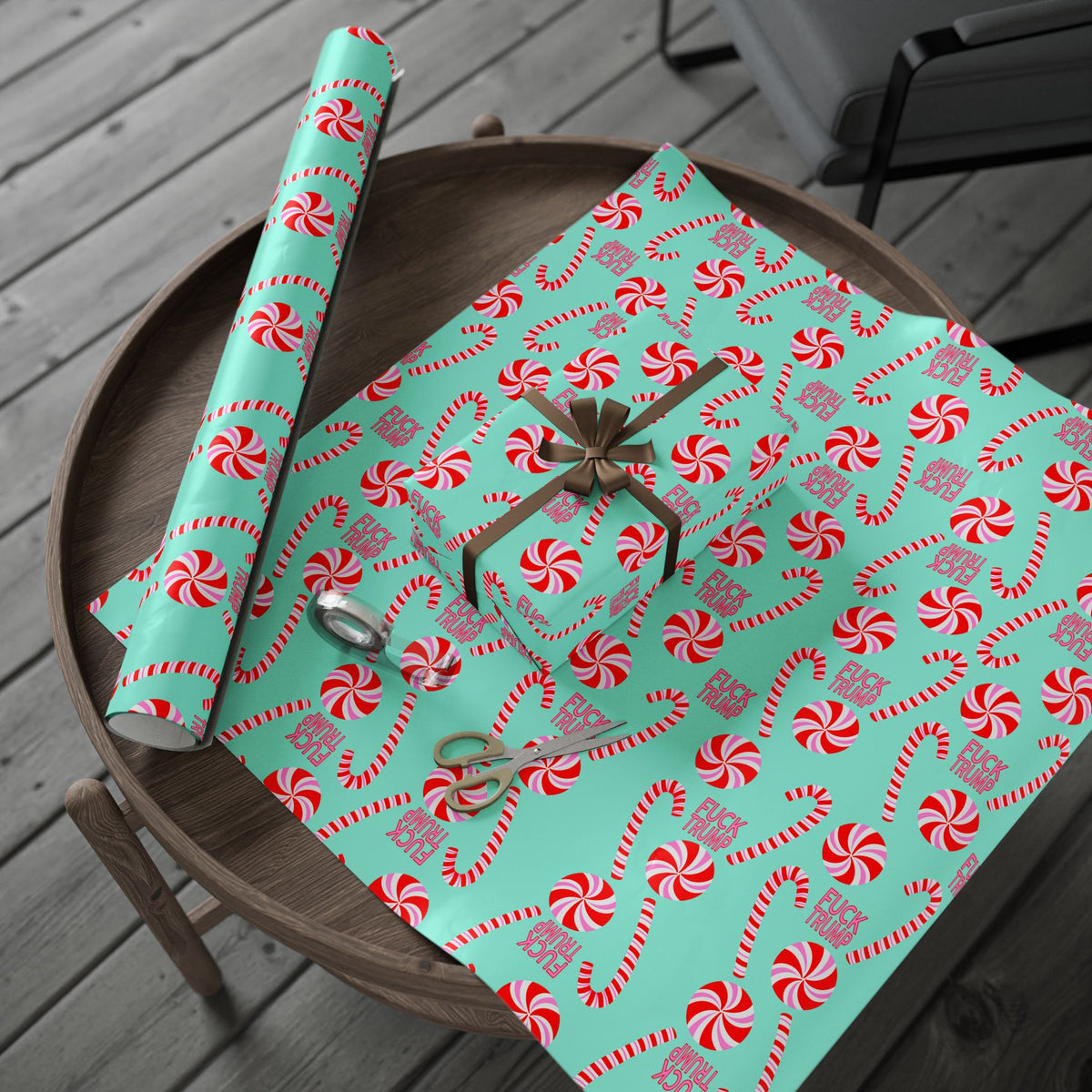 Slightly Subtle Holiday Candy Cane Wrapping Papers, Funny Christmas Gift Wrap, Festive Peppermint Present Packaging, Seasonal Gift Wrap Roll