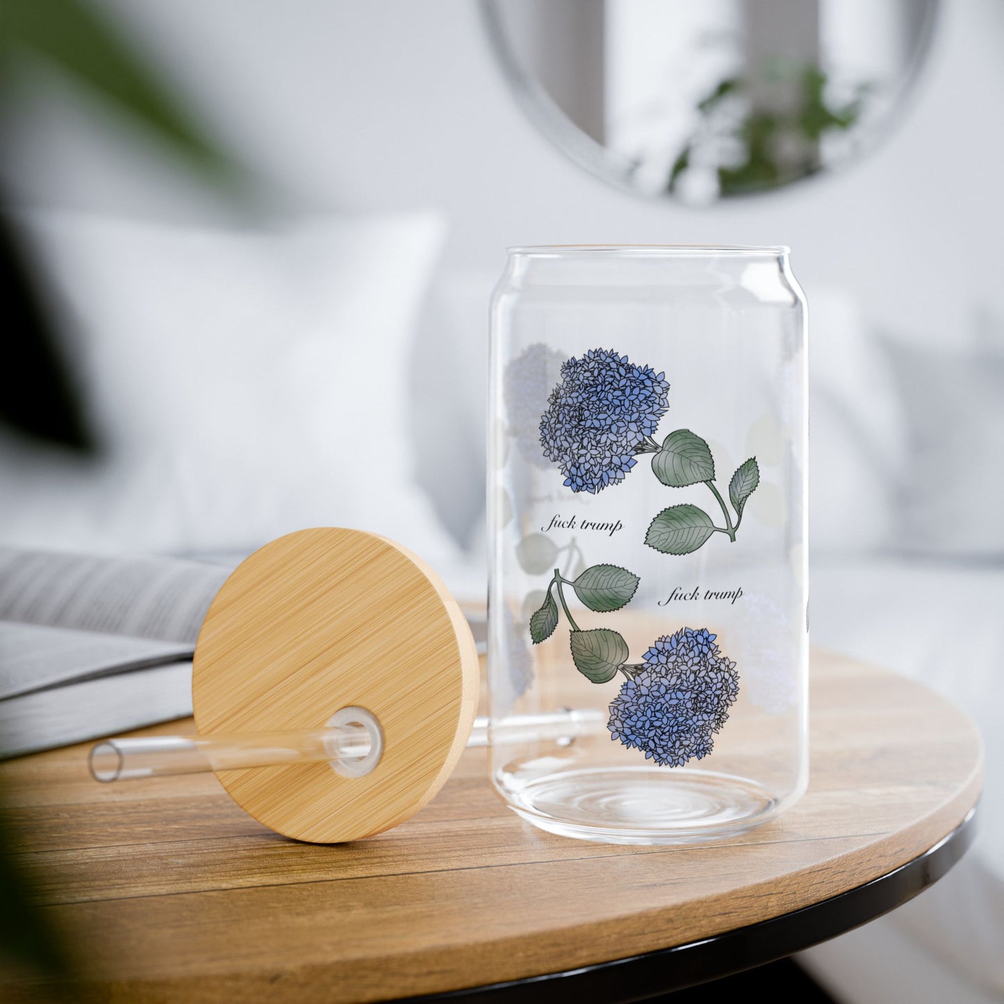 Slightly Subtle Hydrangea Eco-Friendly Sipper Glass Can