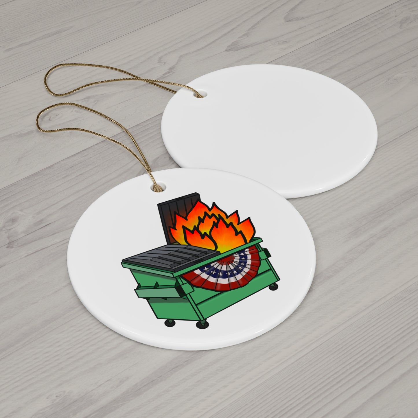 American Dumpster Fire Ceramic Ornament