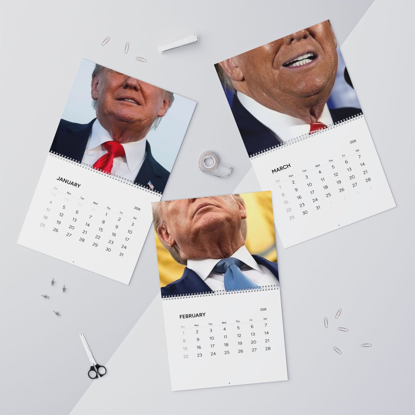 Neck-ussy Wall Calendar (2026) FDT Trump Neck Skin Unique Design, Political Gifts, Inspirational Decor, Monthly Planner, 2026 Calendar