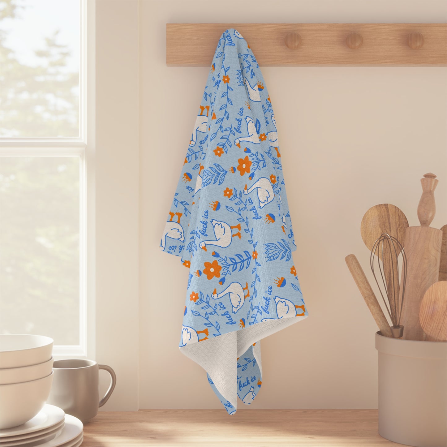Silly Goose Floral Microfiber Tea Towel — Cute Farmhouse Kitchen Linen fuck ice resist