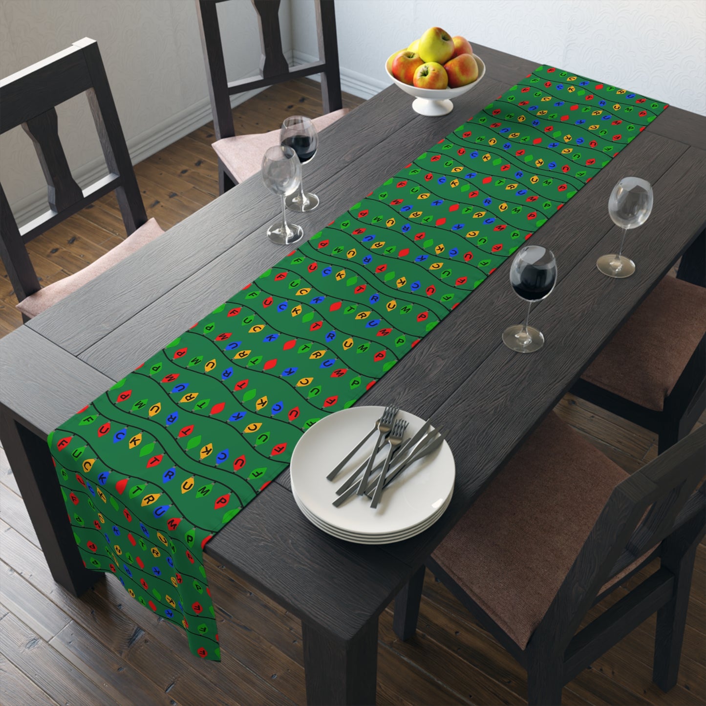Slightly Subtle Holiday Lights Festive Table Runner