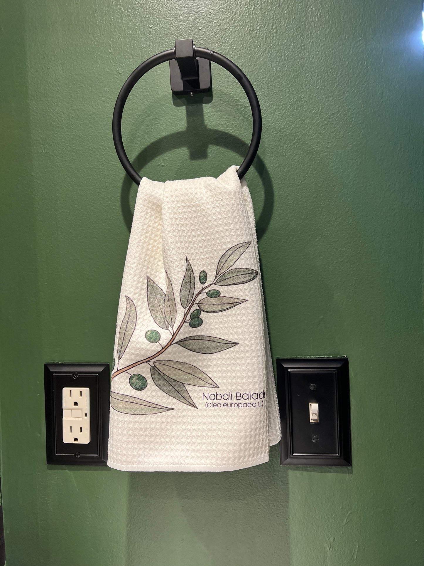 Olive Branch for Palestine Waffle Weave Tea Towel - Funding Operation Olive Branch - Zarifa Family