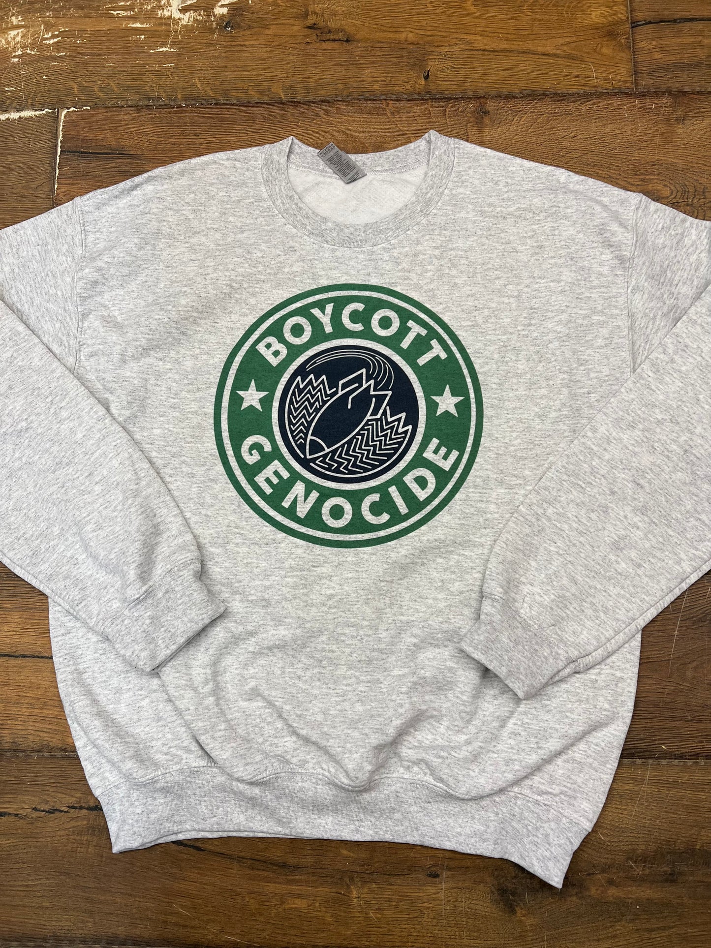 Boycott Genocide CREW Neck Sweatshirt - Funding Operation Olive Branch - Zarifa Family