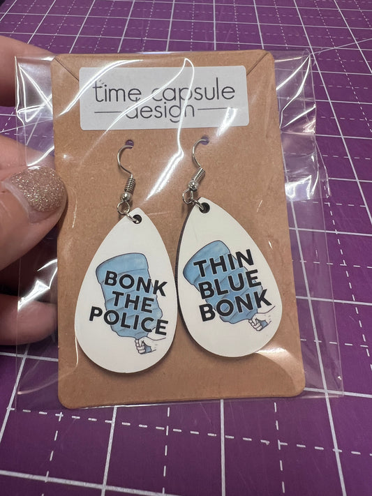 Thin Blue Bonk Earrings