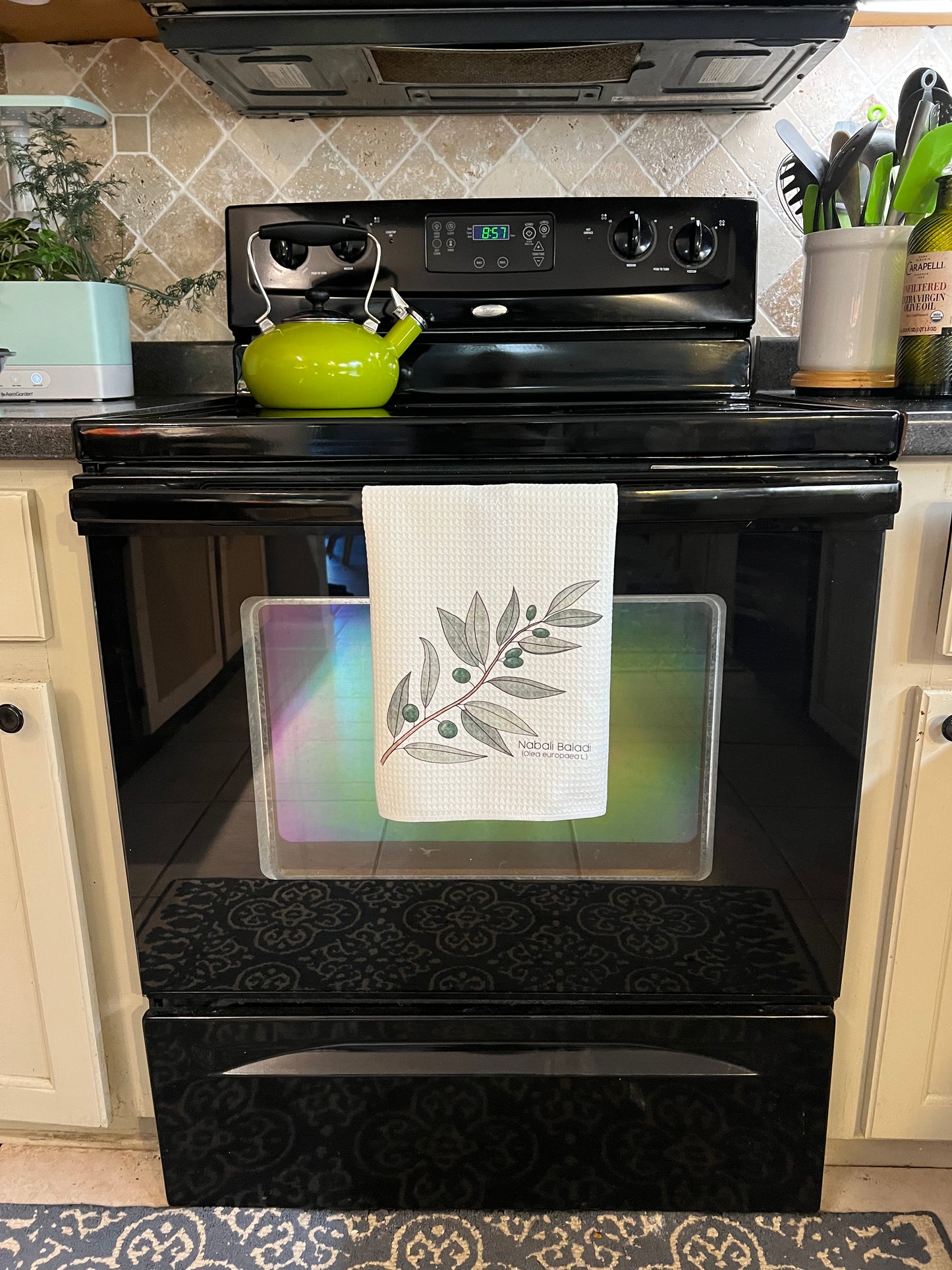 Olive Branch for Palestine Waffle Weave Tea Towel - Funding Operation Olive Branch - Zarifa Family