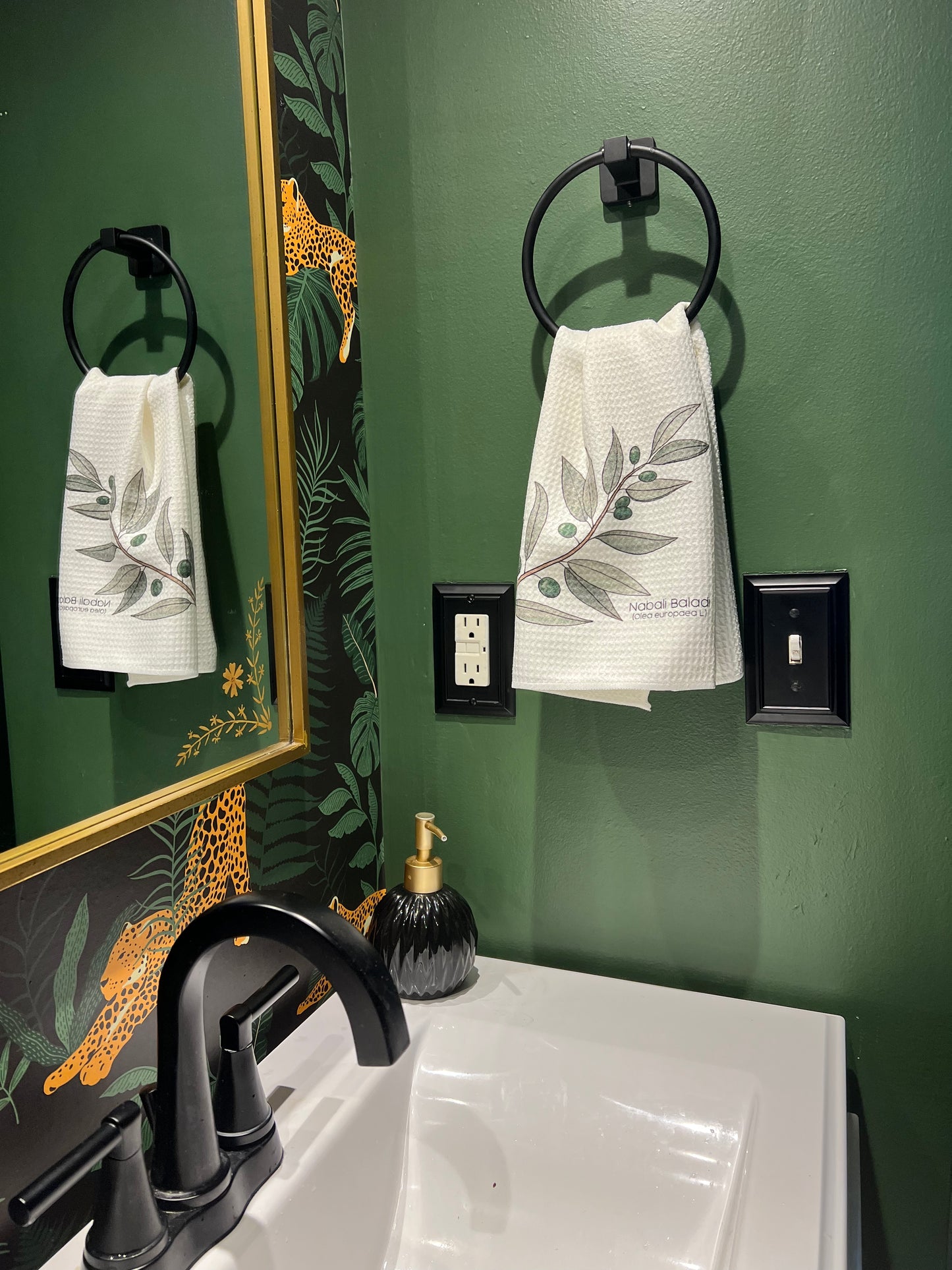 Olive Branch for Palestine Waffle Weave Tea Towel - Funding Operation Olive Branch - Zarifa Family