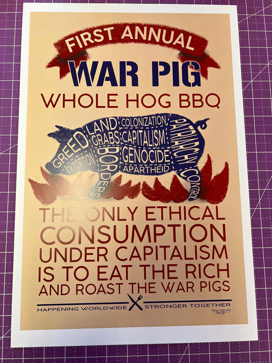 Whole Hog War Pig Roast Poster