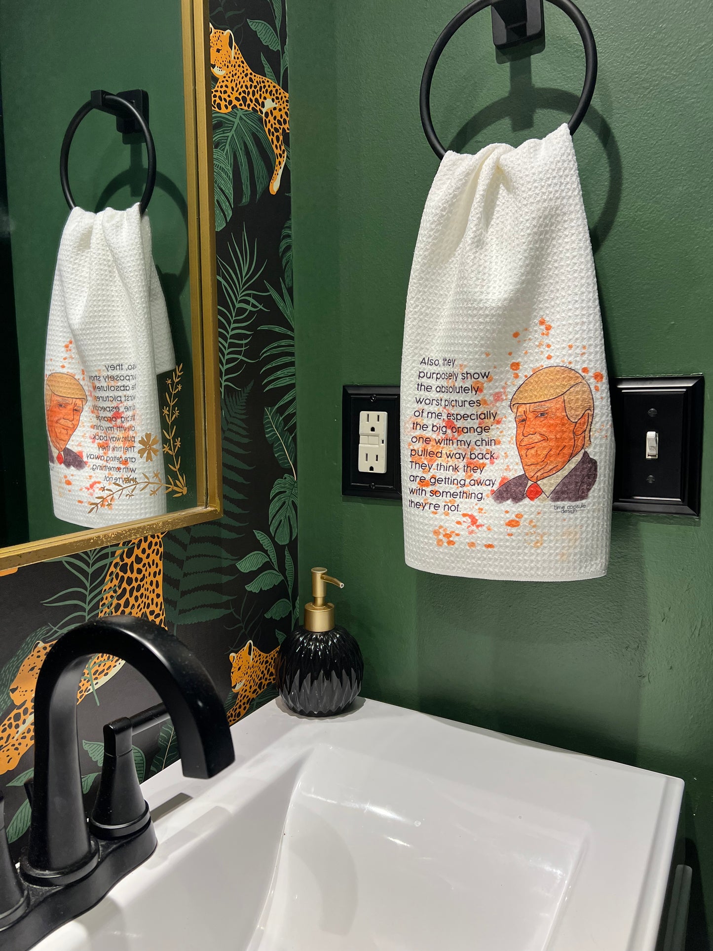 Big Orange One with Chin Pulled Back Trump Single Full Color Waffle Weave Tea Towel (Copy)