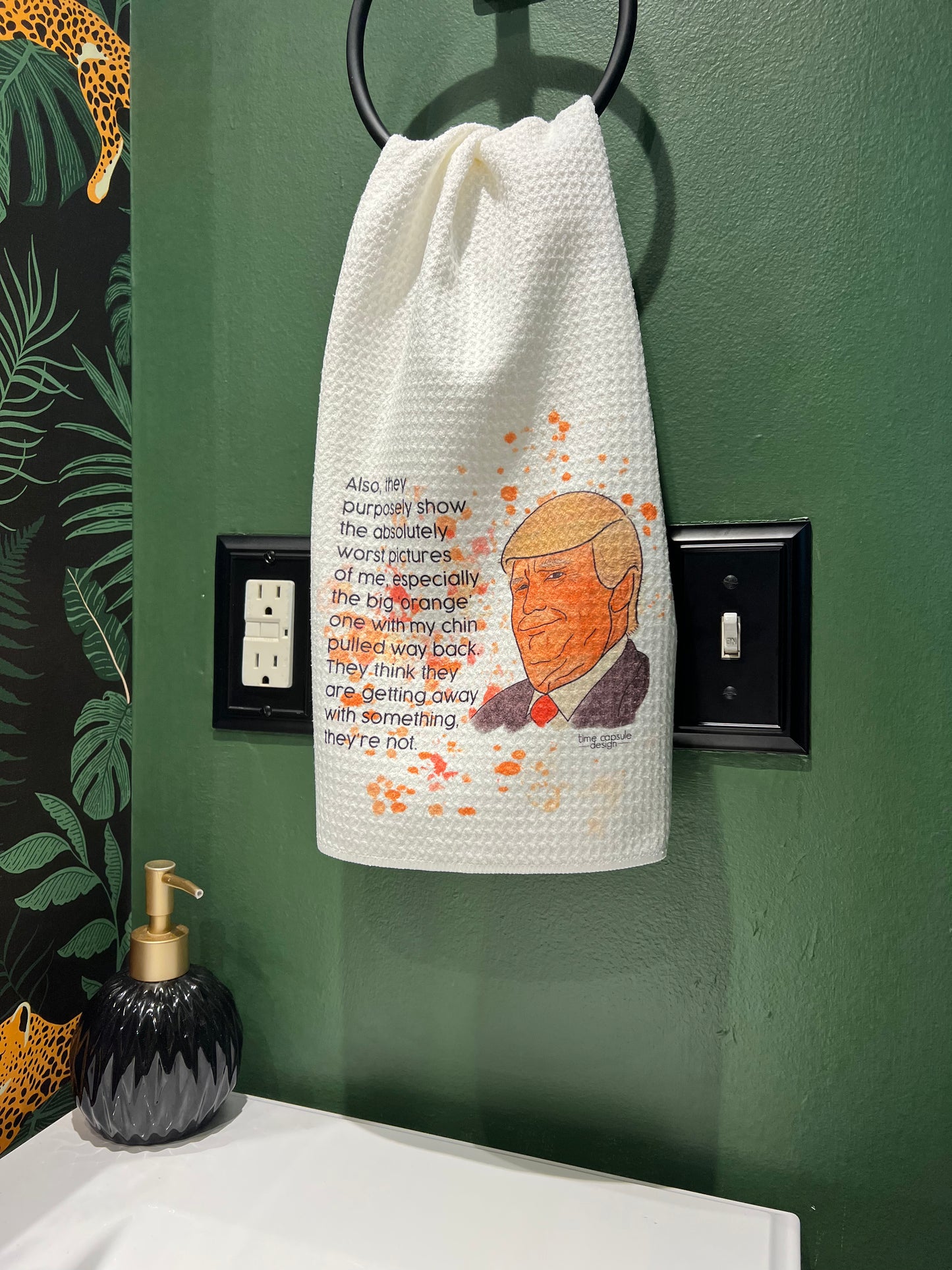 Big Orange One with Chin Pulled Back Trump Single Full Color Waffle Weave Tea Towel (Copy)