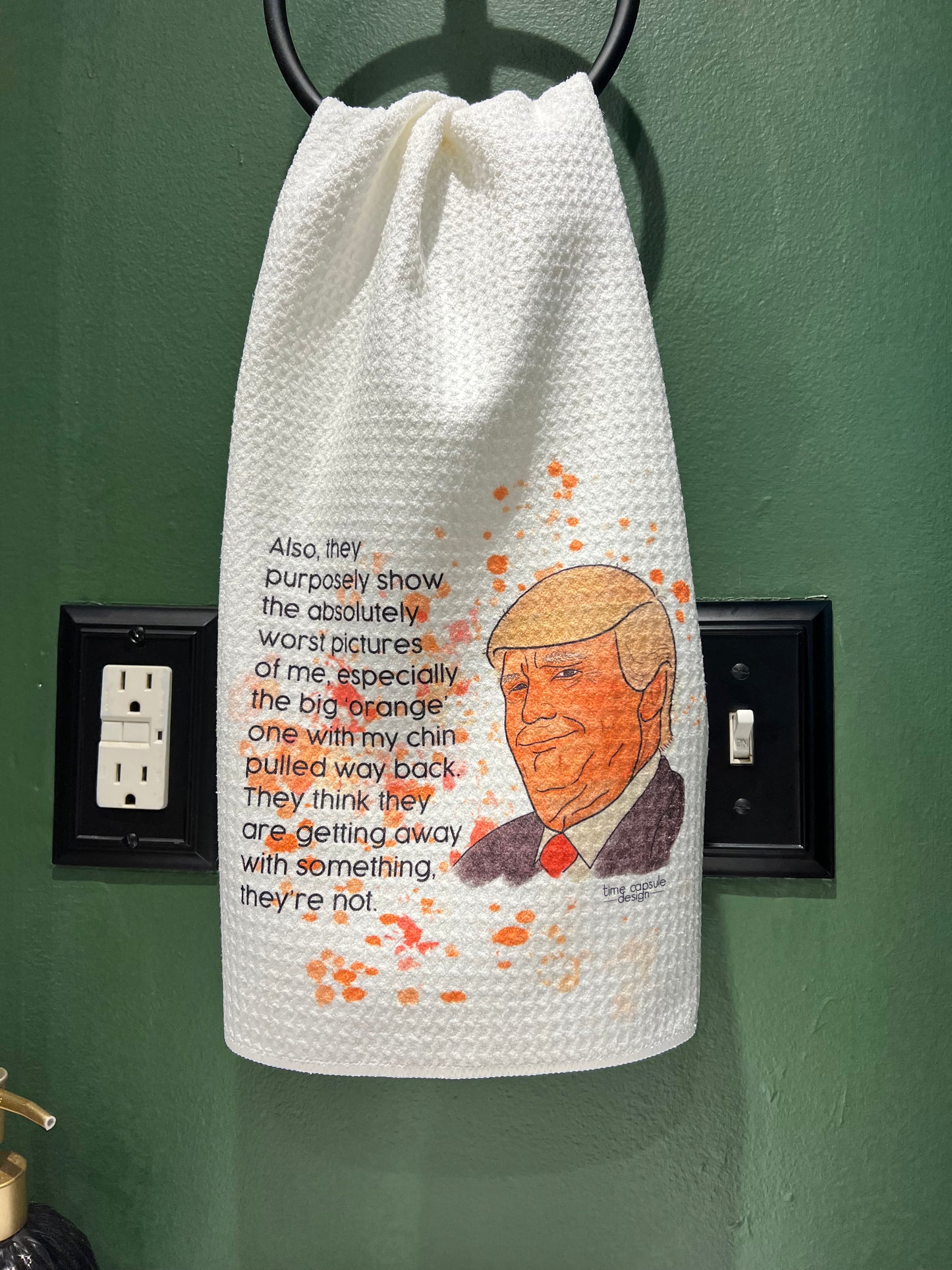 Big Orange One with Chin Pulled Back Trump Single Full Color Waffle Weave Tea Towel (Copy)