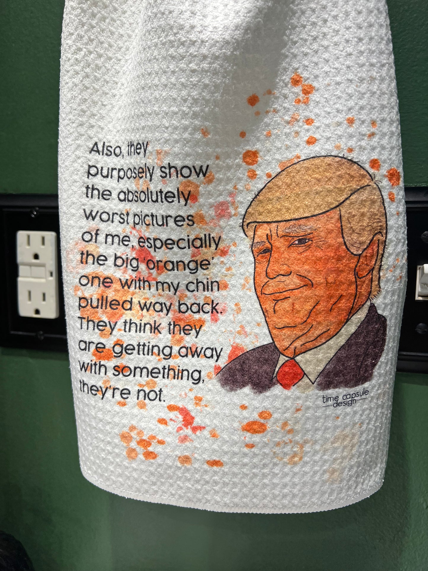 Big Orange One with Chin Pulled Back Trump Single Full Color Waffle Weave Tea Towel (Copy)