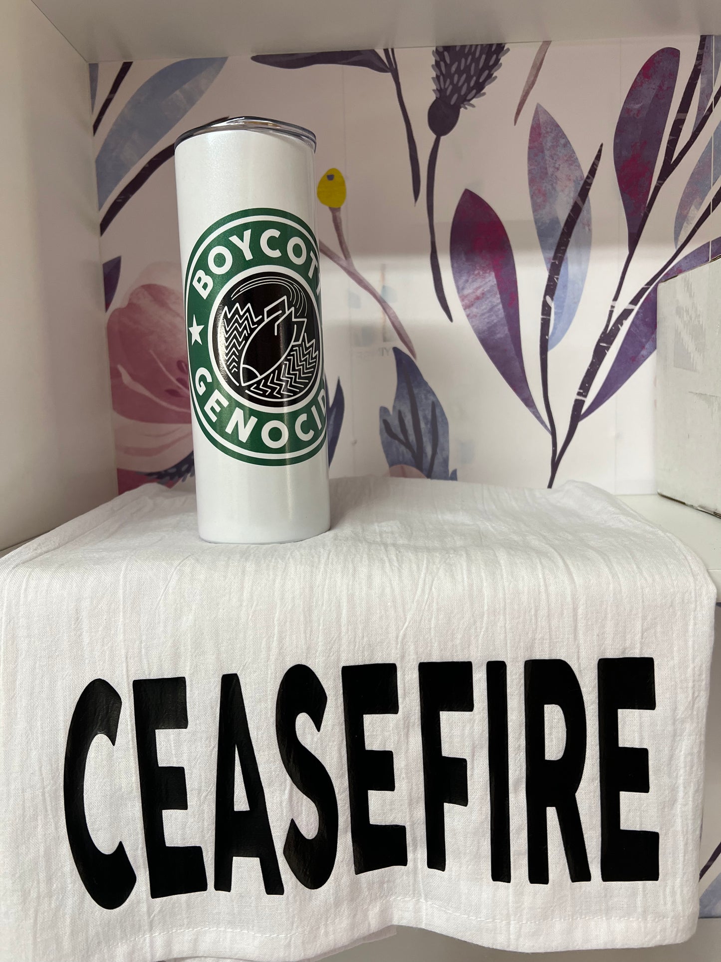 Boycott Genocide Color Changing Tumbler UV Glow in the Dark - Funding Operation Olive Branch - Zarifa Family