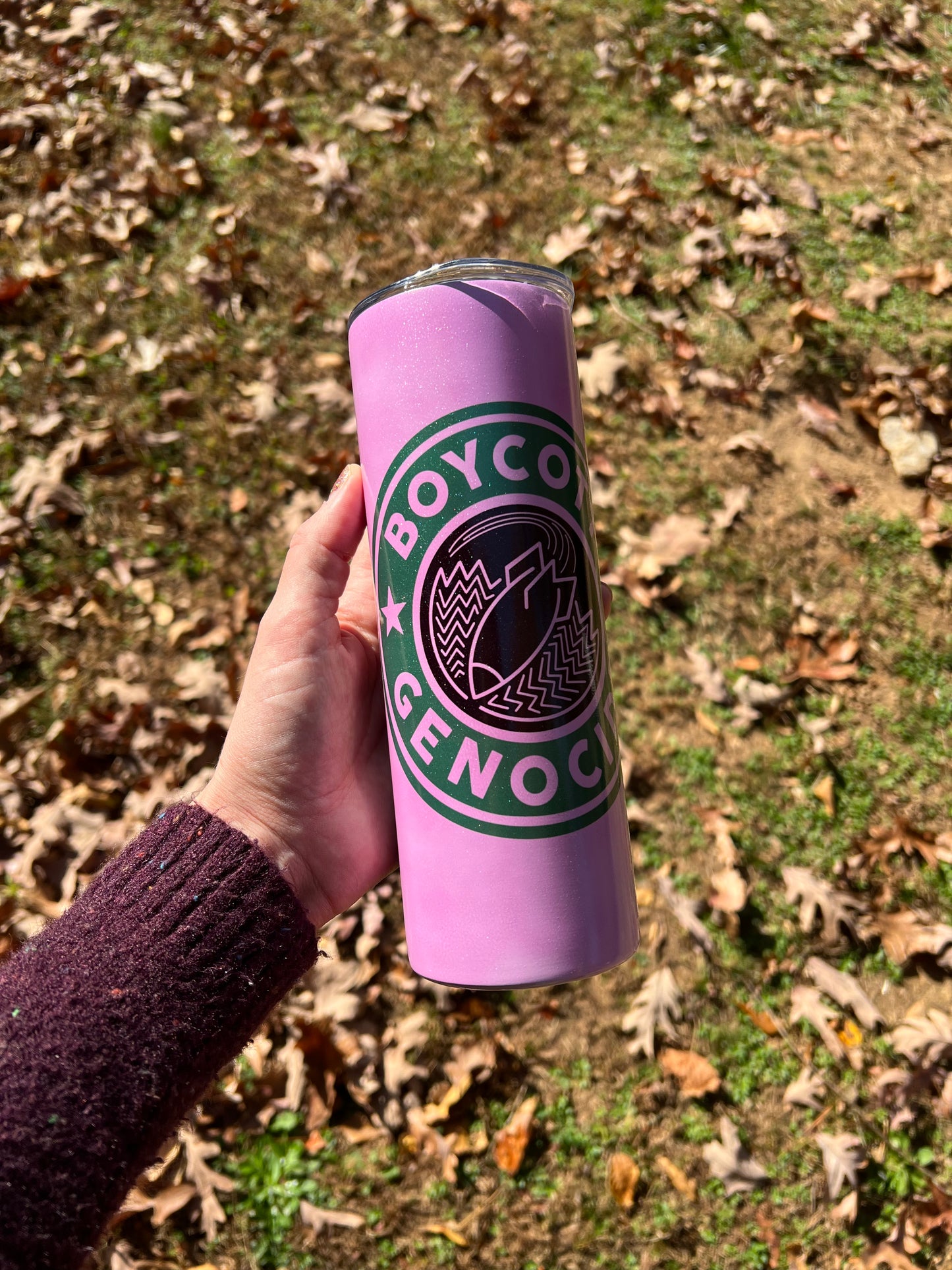 Boycott Genocide Color Changing Tumbler UV Glow in the Dark - Funding Operation Olive Branch - Zarifa Family