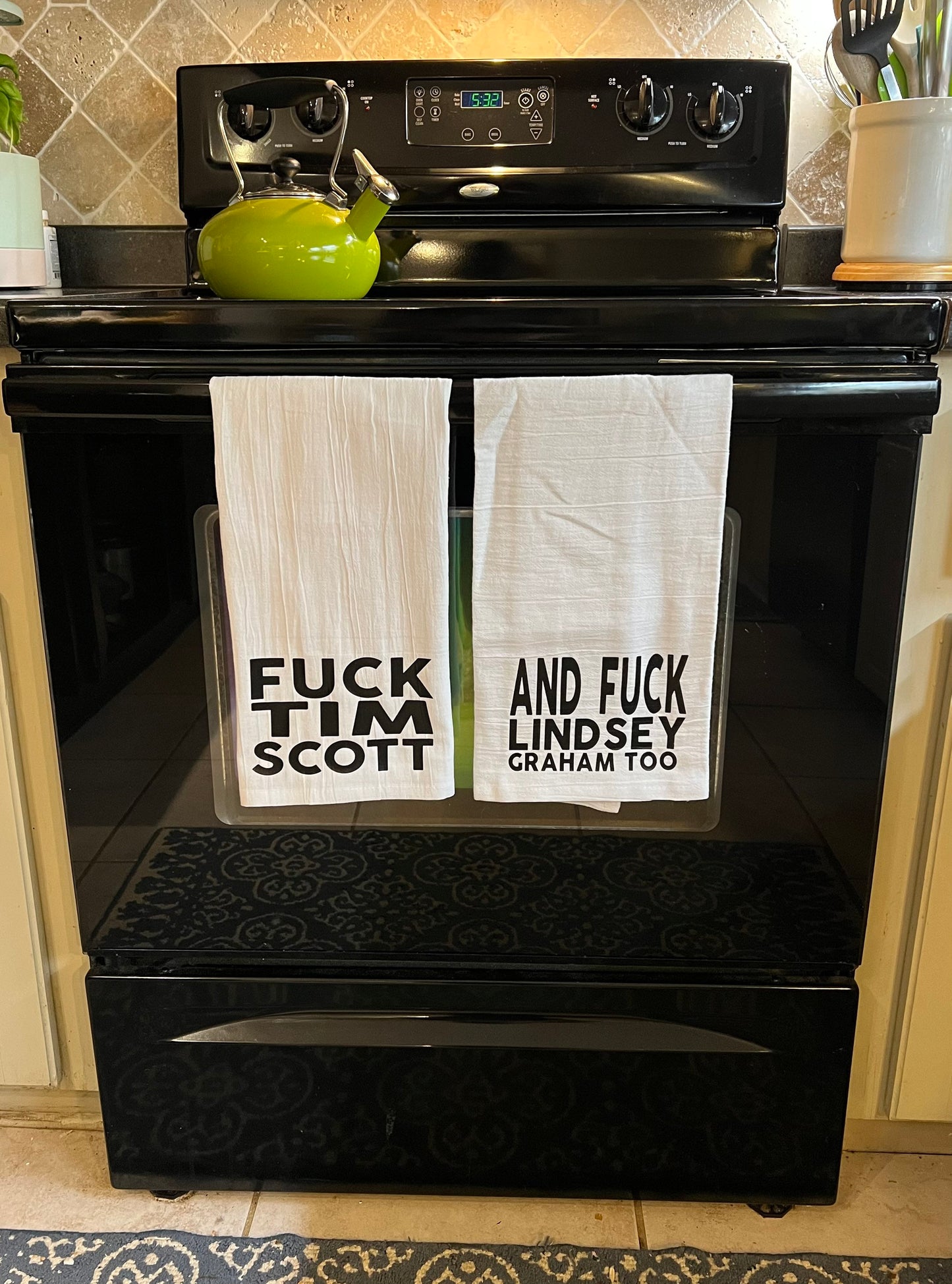 Fuck Tim Scott and Lindsey Graham Too Tea Towel Set