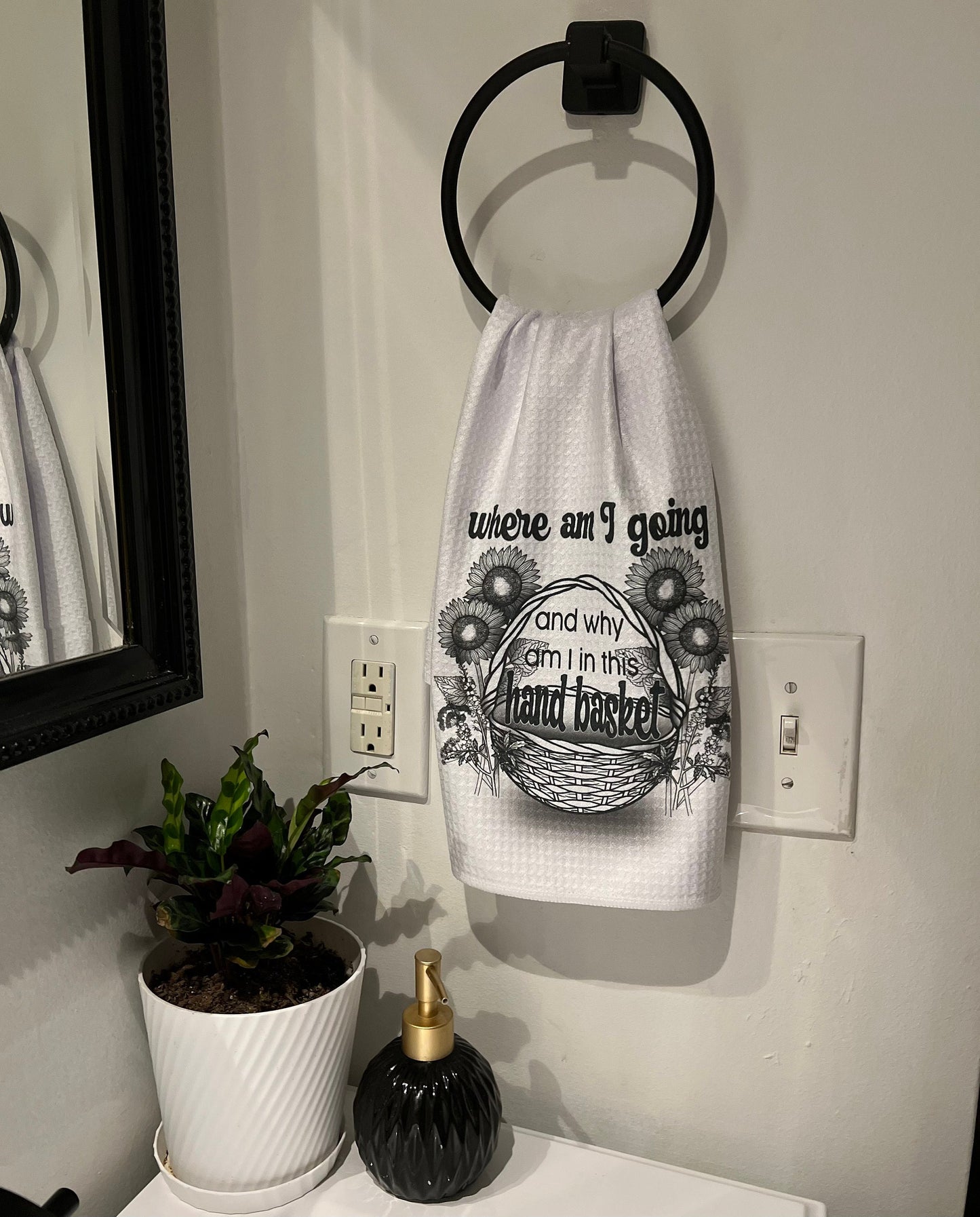 Hell in a Hand Basket Waffle Weave Tea Towel