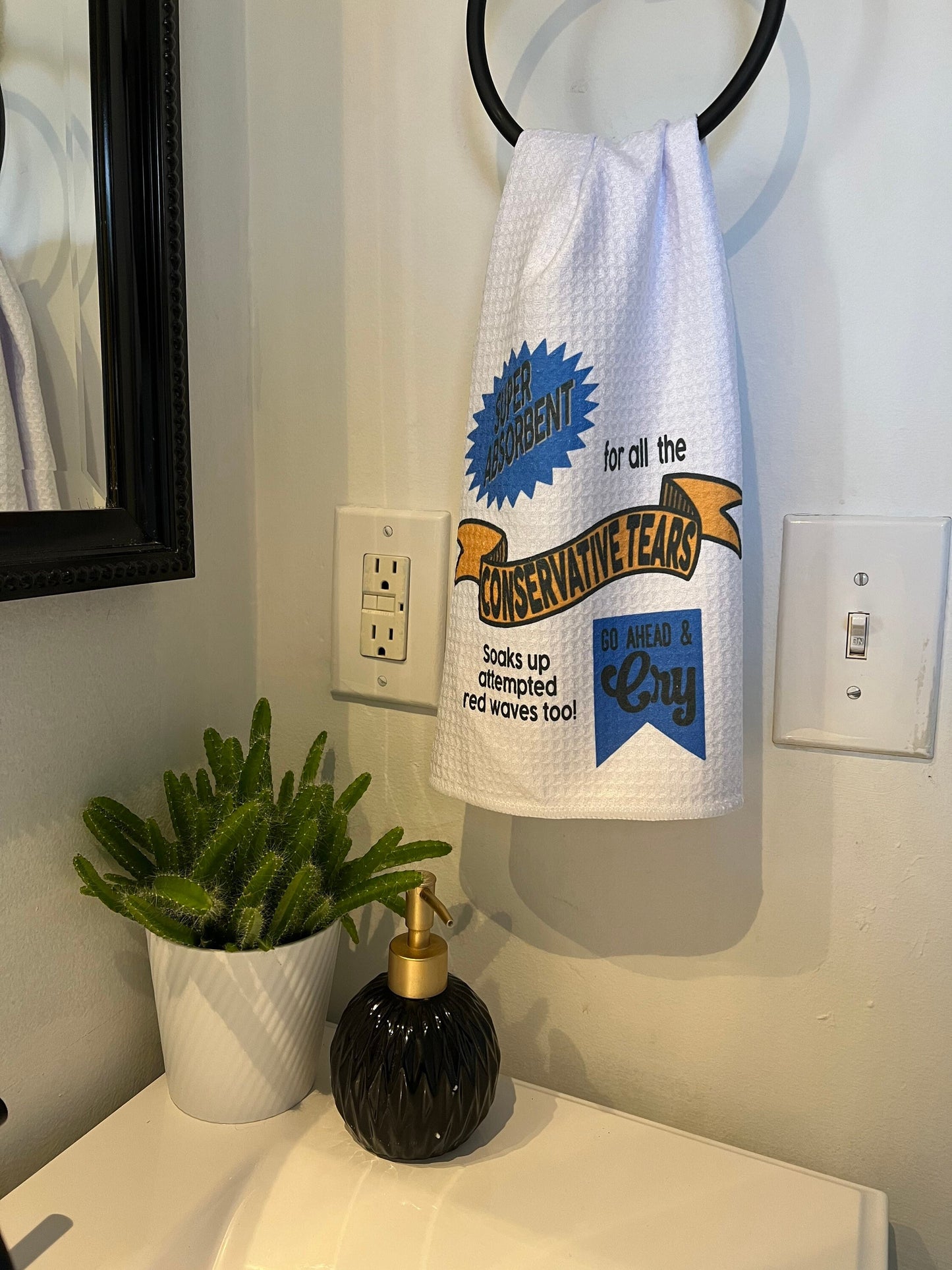 Conservative Tears Waffle Weave Tea Towel