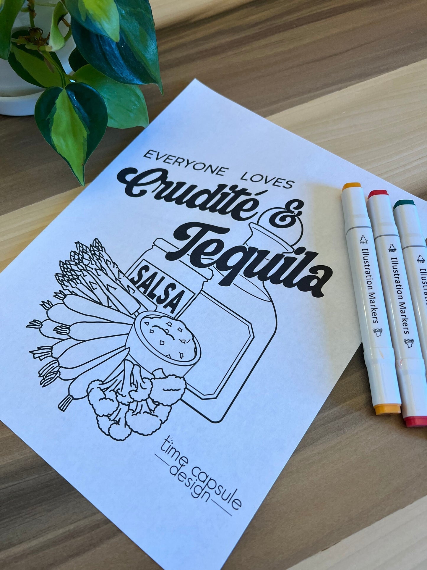 Crudite and Tequila Dr Oz John Fetterman Coloring Page Digital Download Printable Personal Use Only