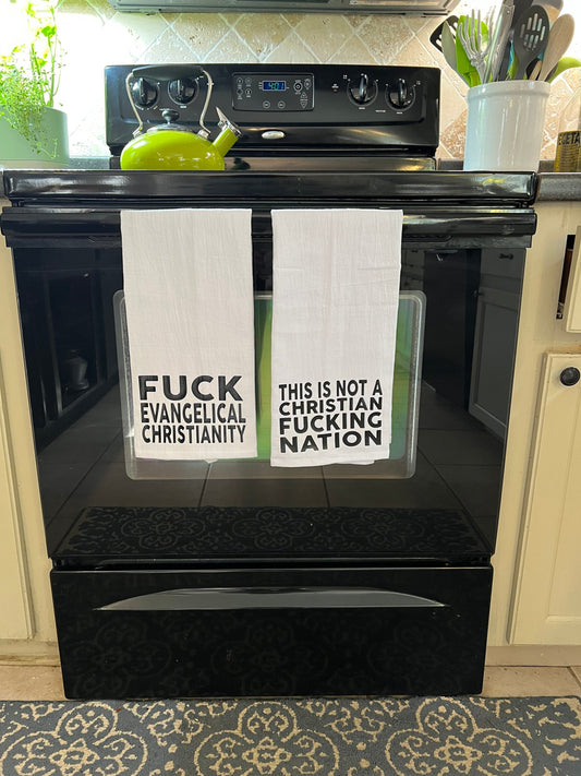 Fuck Evangelical Christianity This is Not a Christian Nation Tea Towel Set