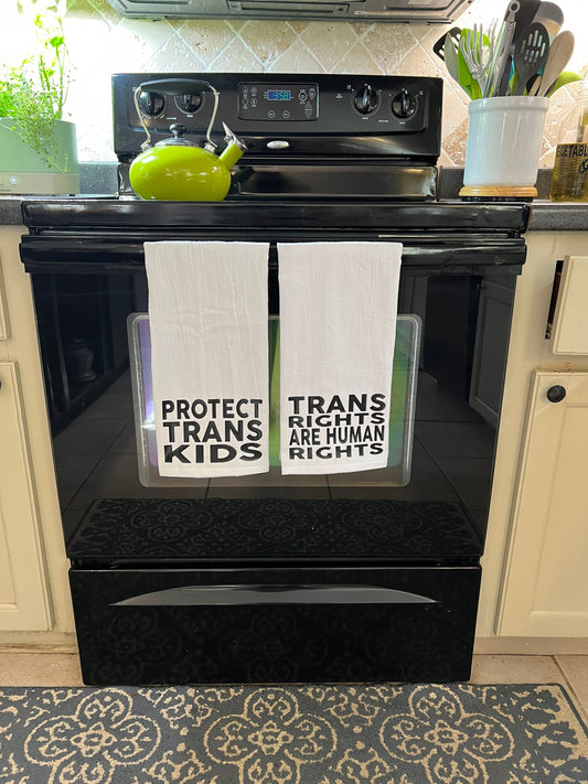 Protect Trans Kids - Trans Rights are Human Rights Tea Towel Set
