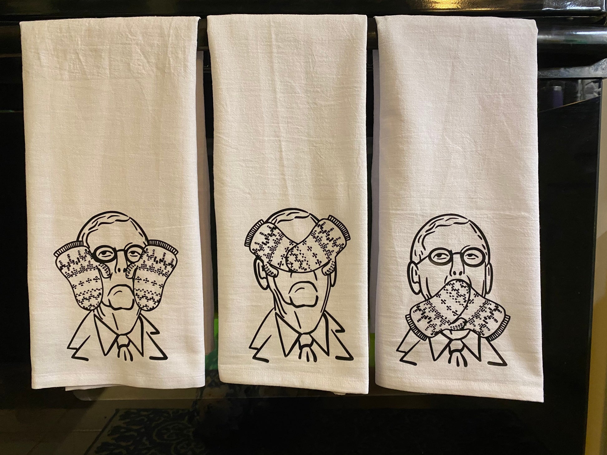 Hear No See No Speak No Evil Tea Towel Trio