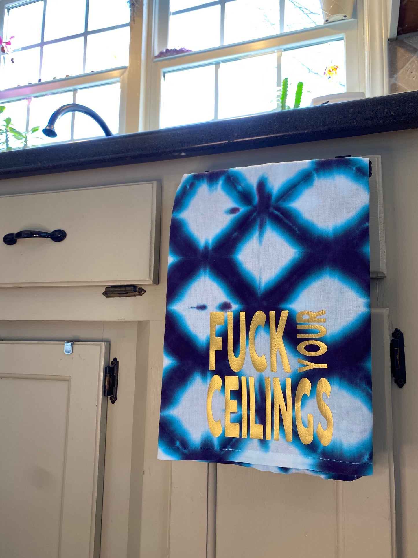 Fuck your Ceilings Tie Dyed Tea Towel