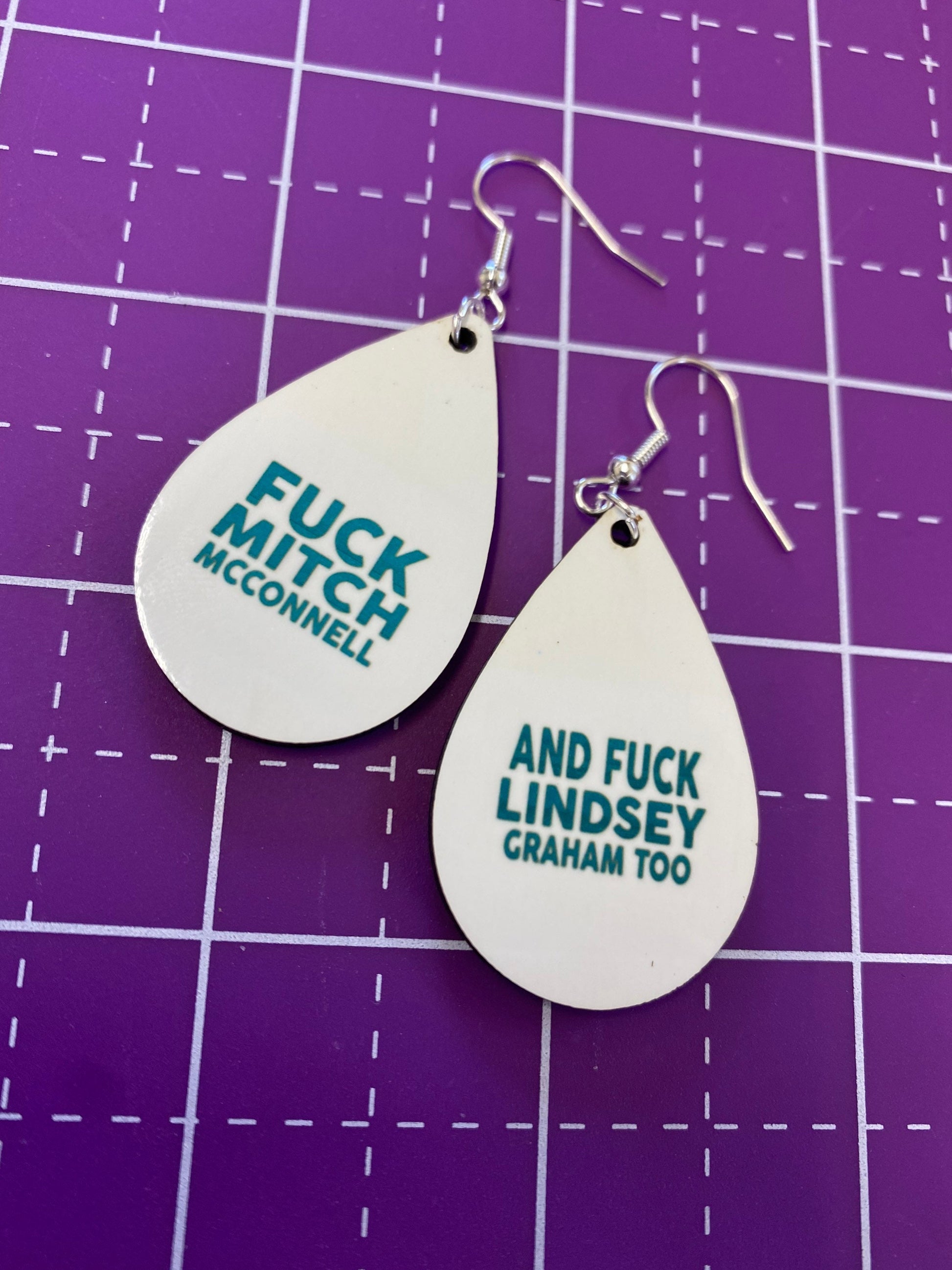 Fuck Mitch and Lindsey Earrings (or Mitch and Rand or Mitch and Ted)