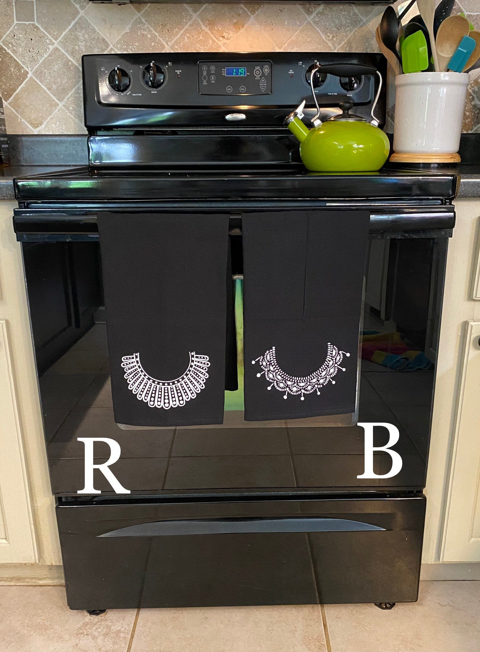 Single Black Tea Towel - Various Prints