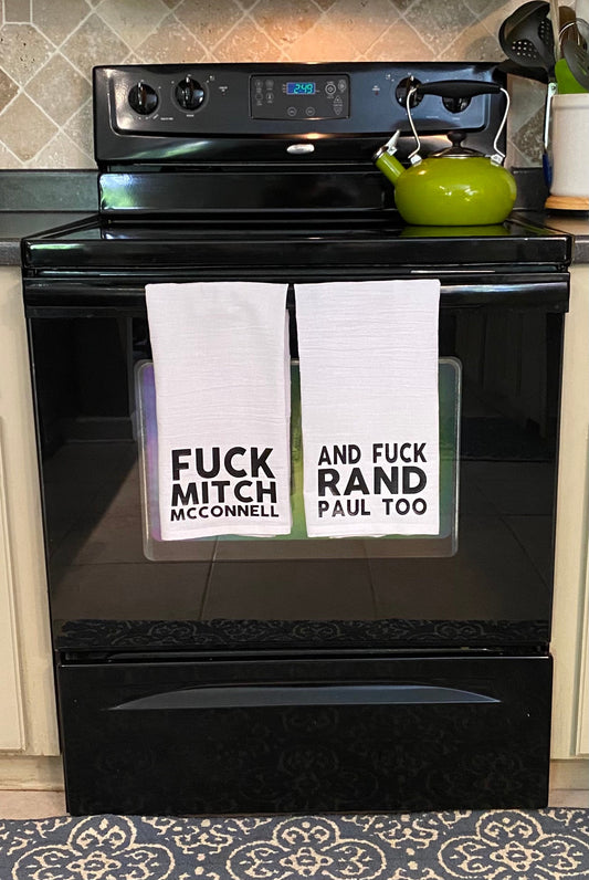 Fuck Mitch and Rand Too Tea Towel Set