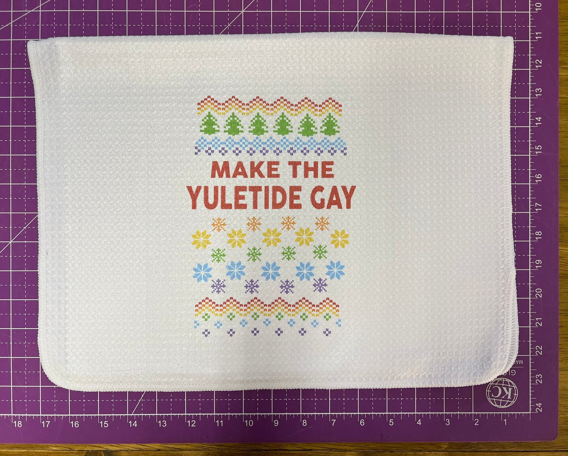 Make the Yuletide Gay Ugly Holiday Christmas Sweater Waffle Weave Tea Towel