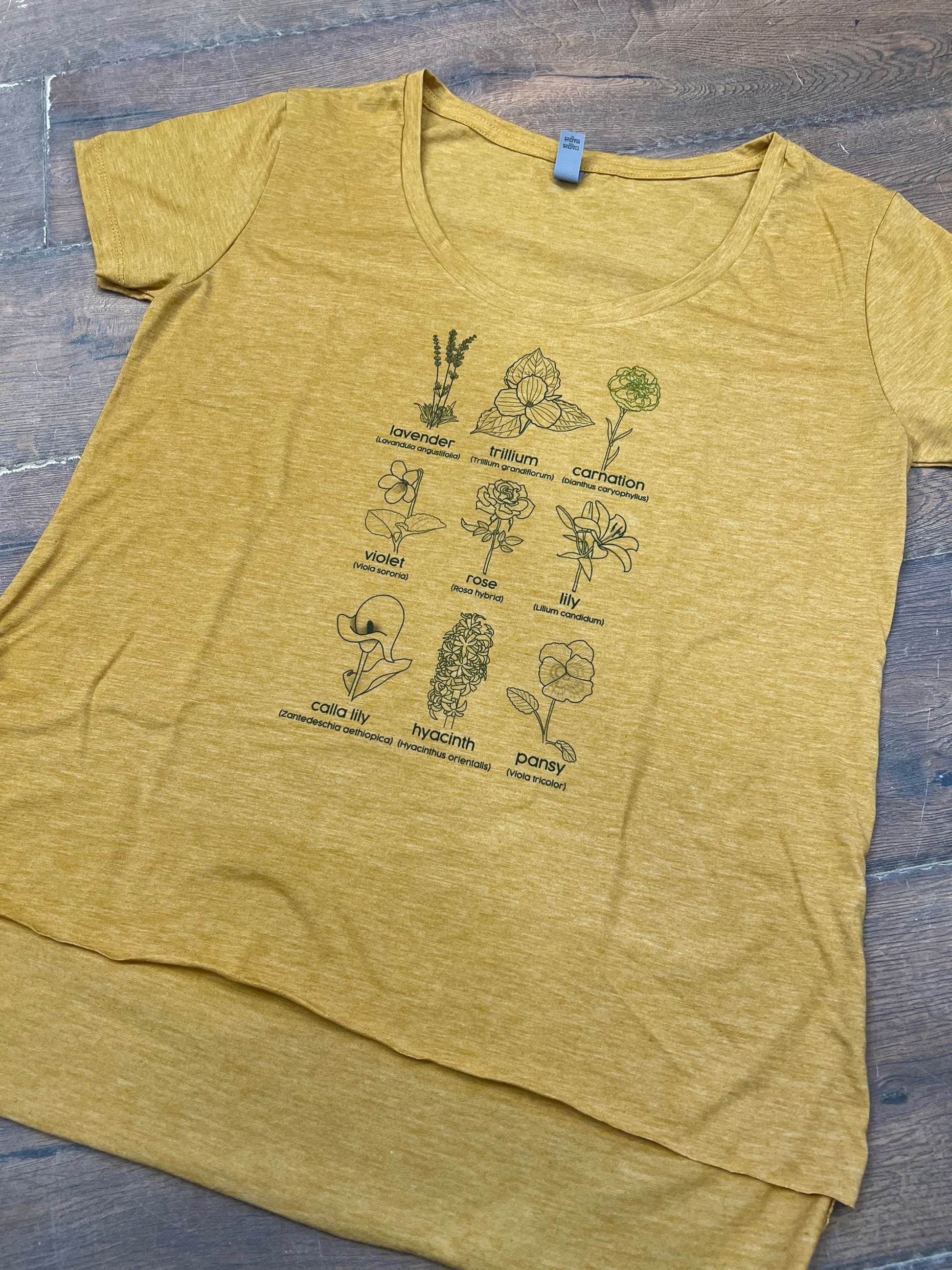 Historically Queer Flowers SCOOP NECK Golden Yellow Tee