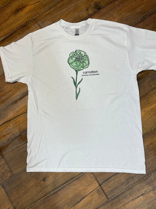 Green Carnation - Historically Queer Flowers T Shirt - Botany Floral